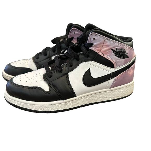 Nike Air Jordan 1 Black & White Mid Lace Up Athletic Sneaker Shoes Size 6.5 - Picture 4 of 12